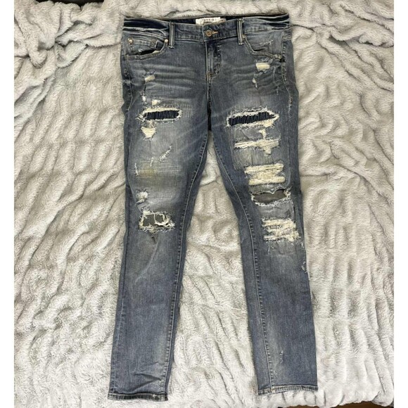 Torrid Denim - Torrid Jeans Womens 12R Boyfriend Distressed Ripped Medium Wash Relaxed Fit